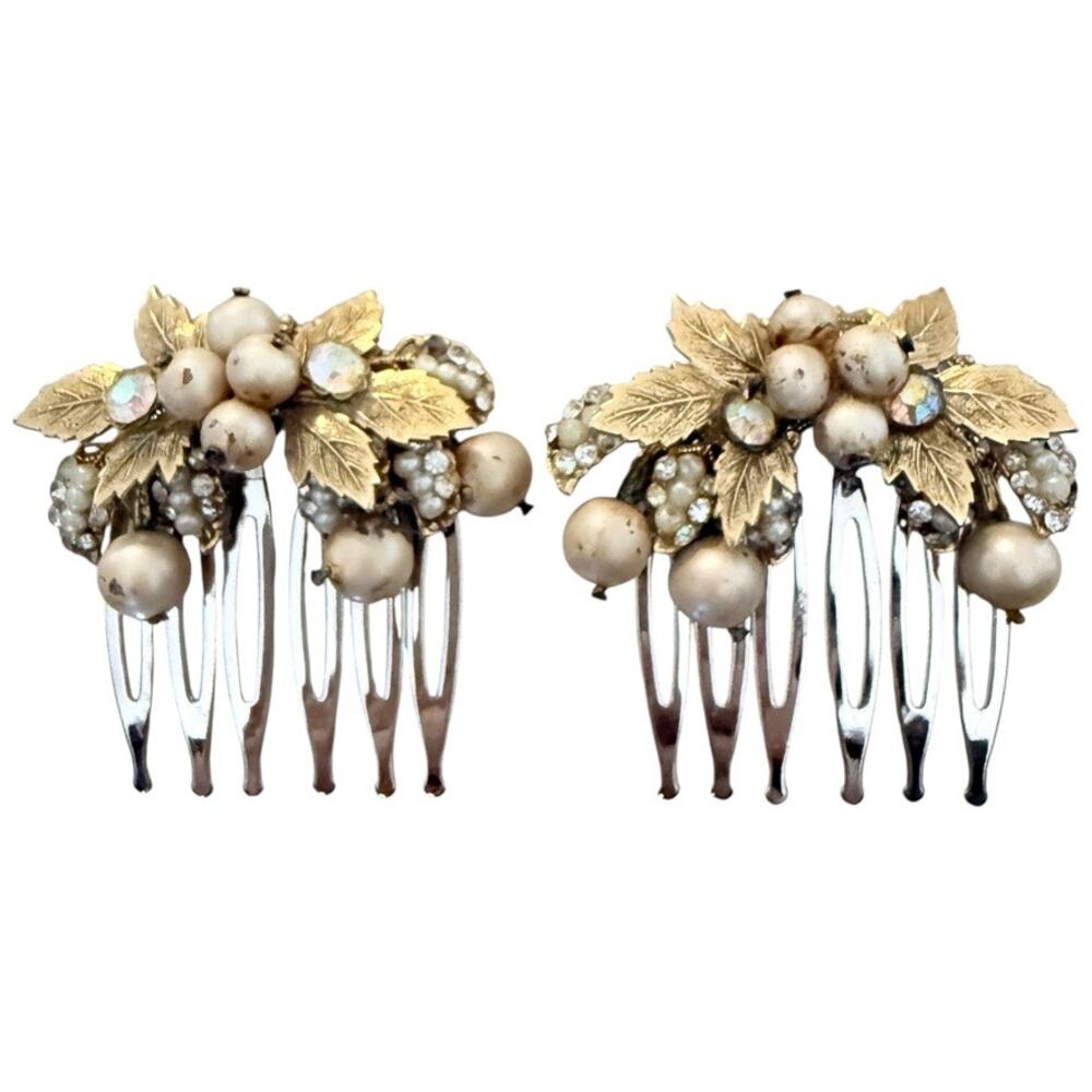 Bridal Hair Comb Vintage Gold Leaf Bronze Vintage Haskell Wedding Hairpiece